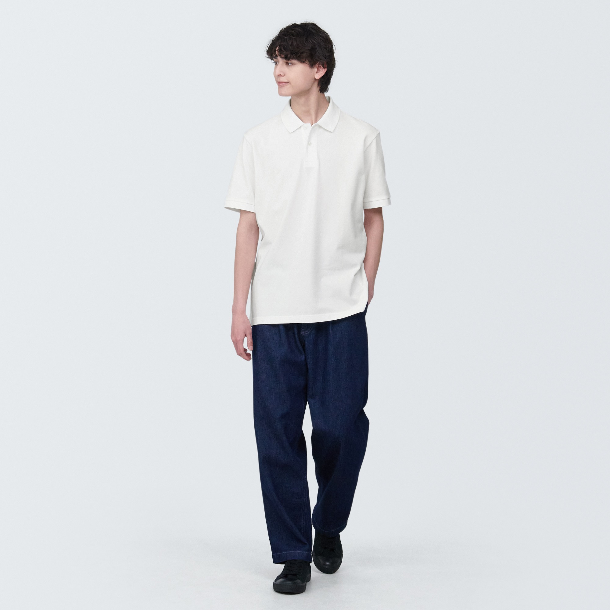 Washed pique polo shirt