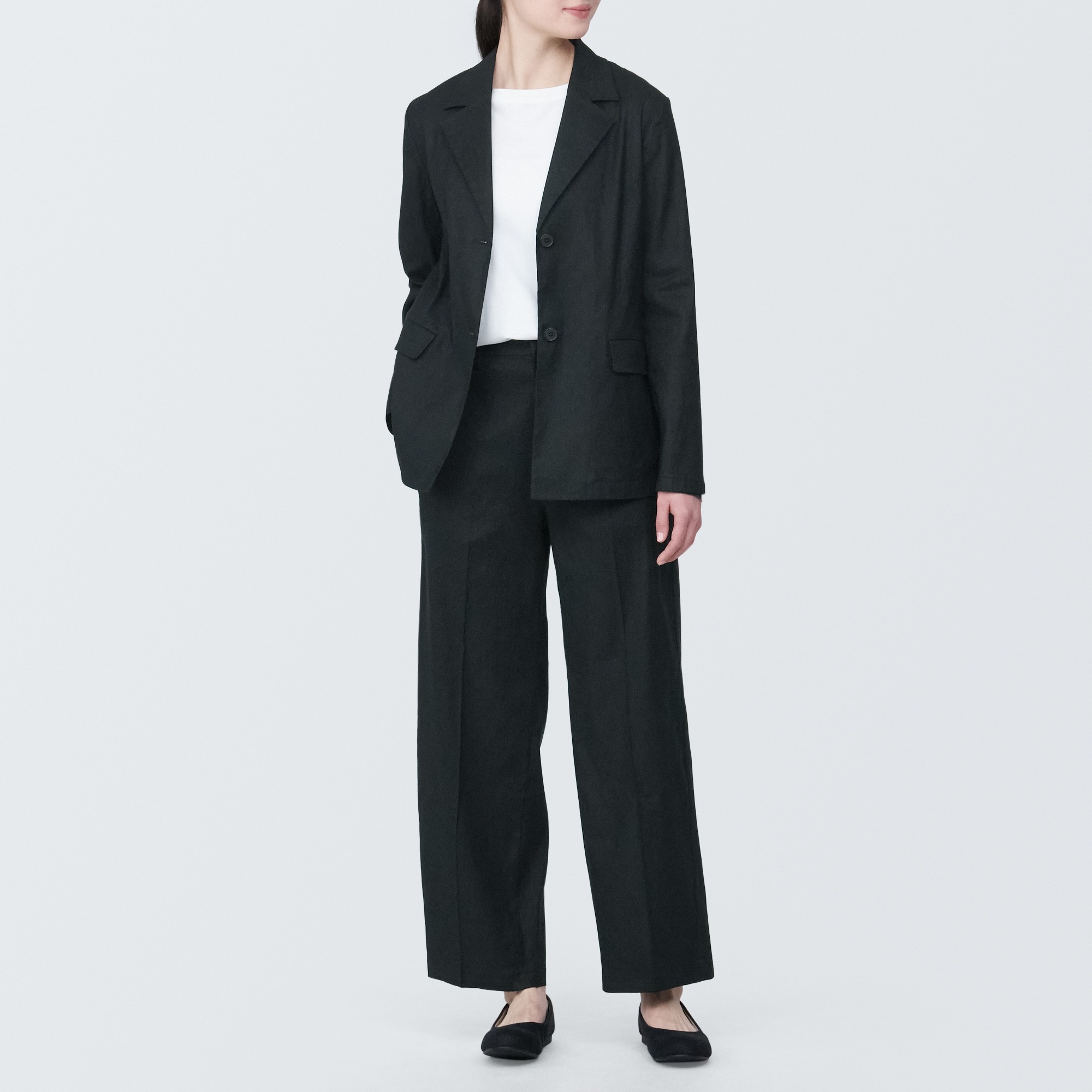 Hemp blend stretch Straight pants