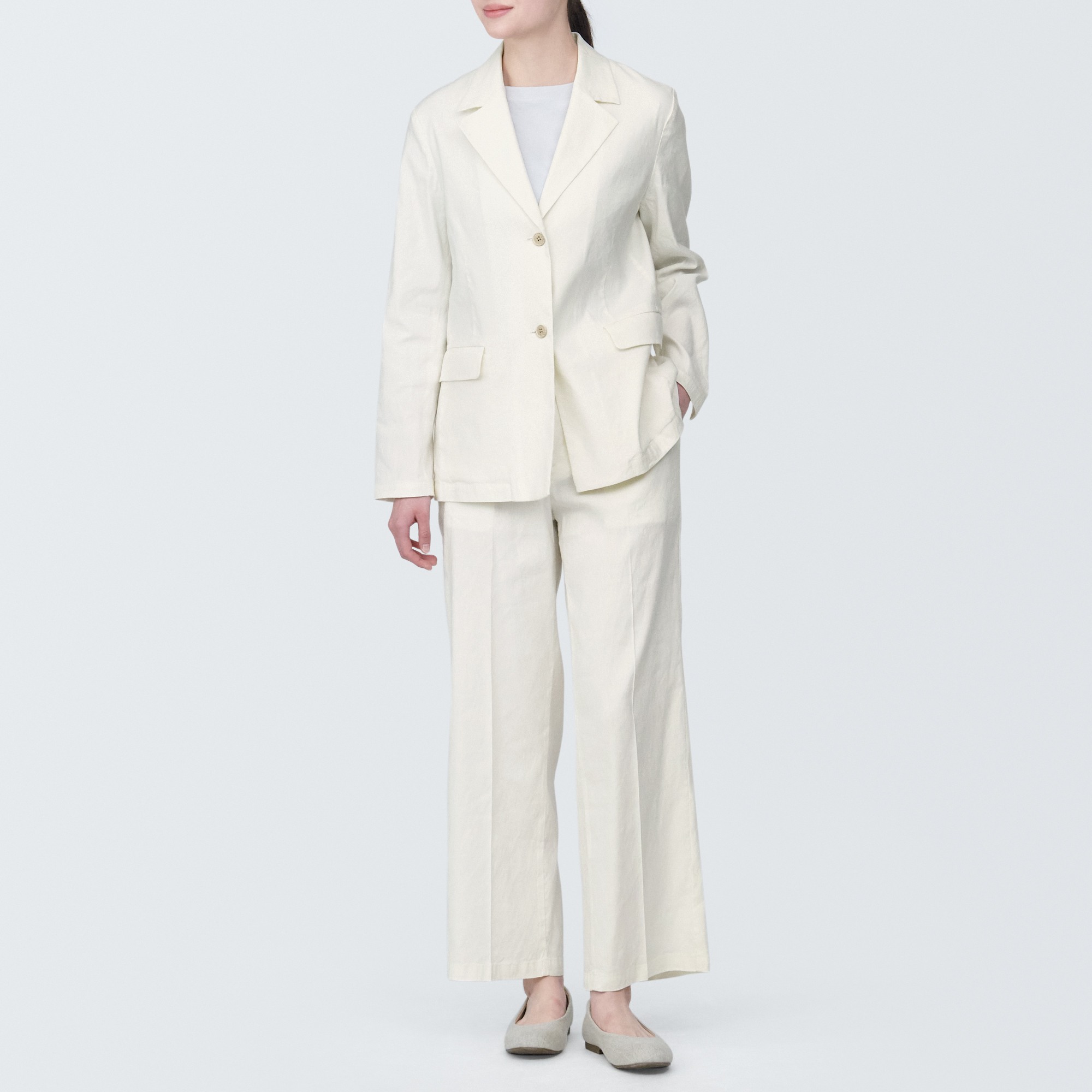MUJI | Hemp blend  stretch Straight pants