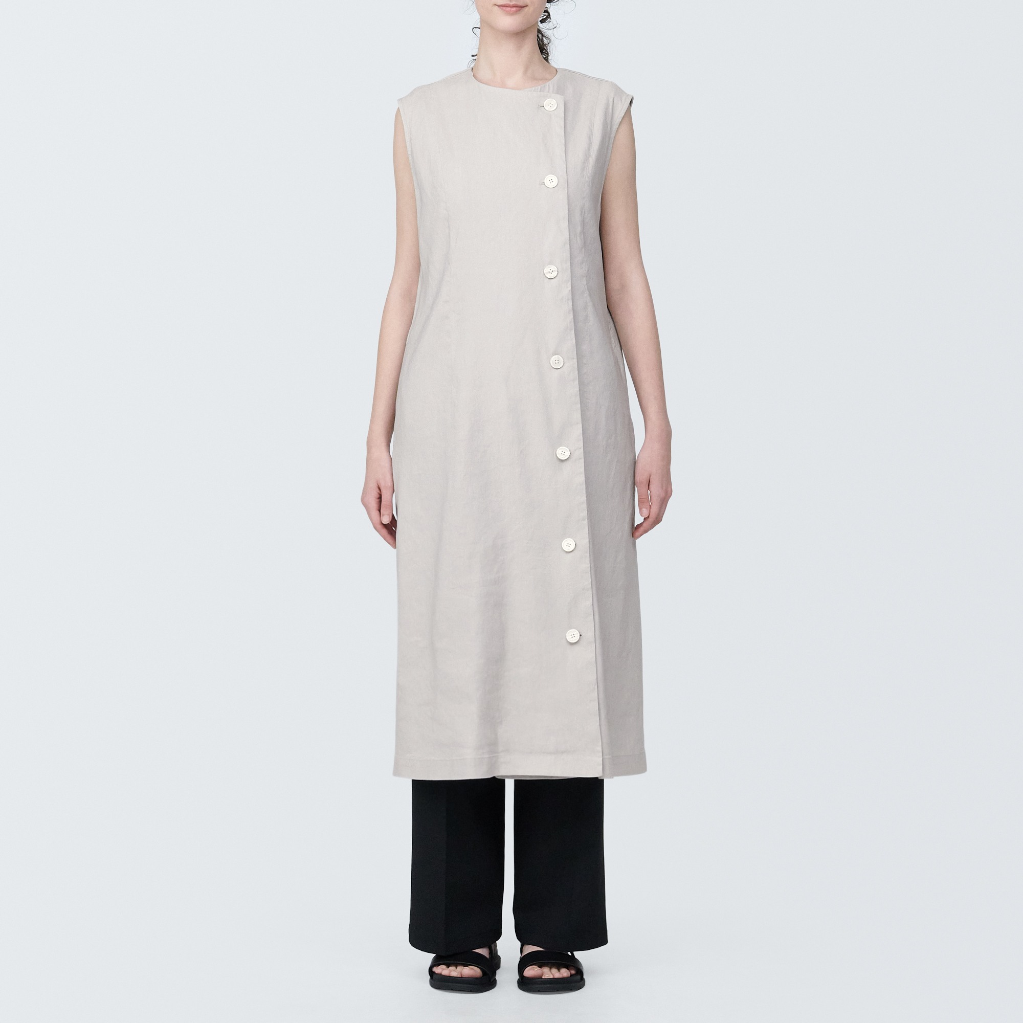 Hemp blend stretch gilet dress