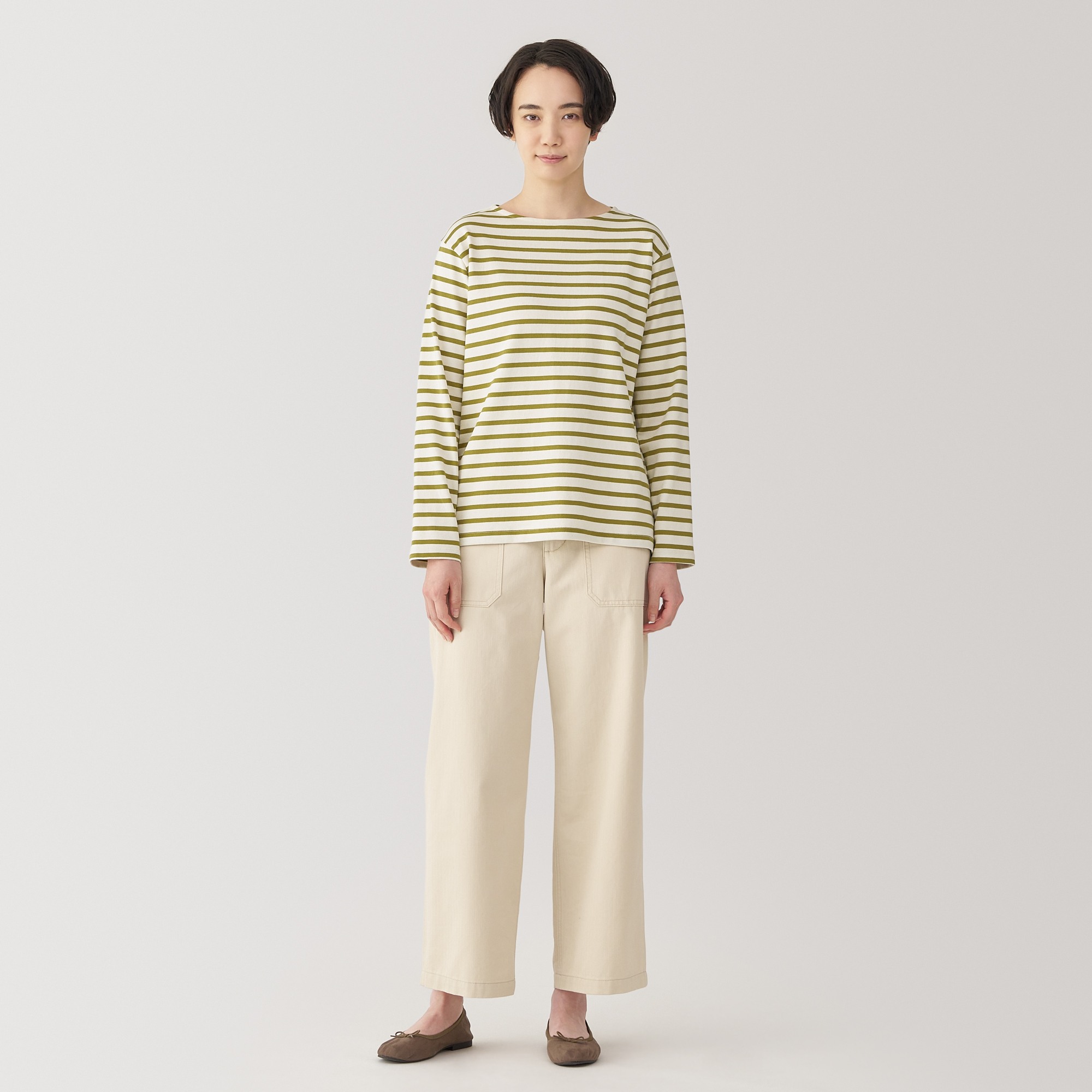 Women's Heavy weight Boat neck Long Sleeve T-shirt