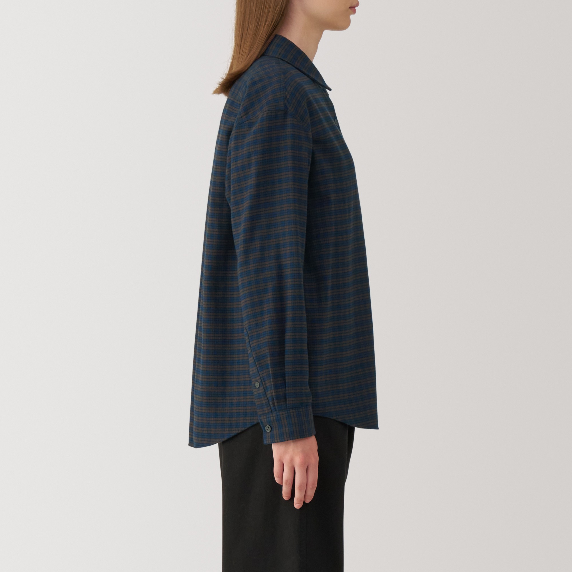 Women's Double-brushed flannel regular collar Long Sleeve shirt