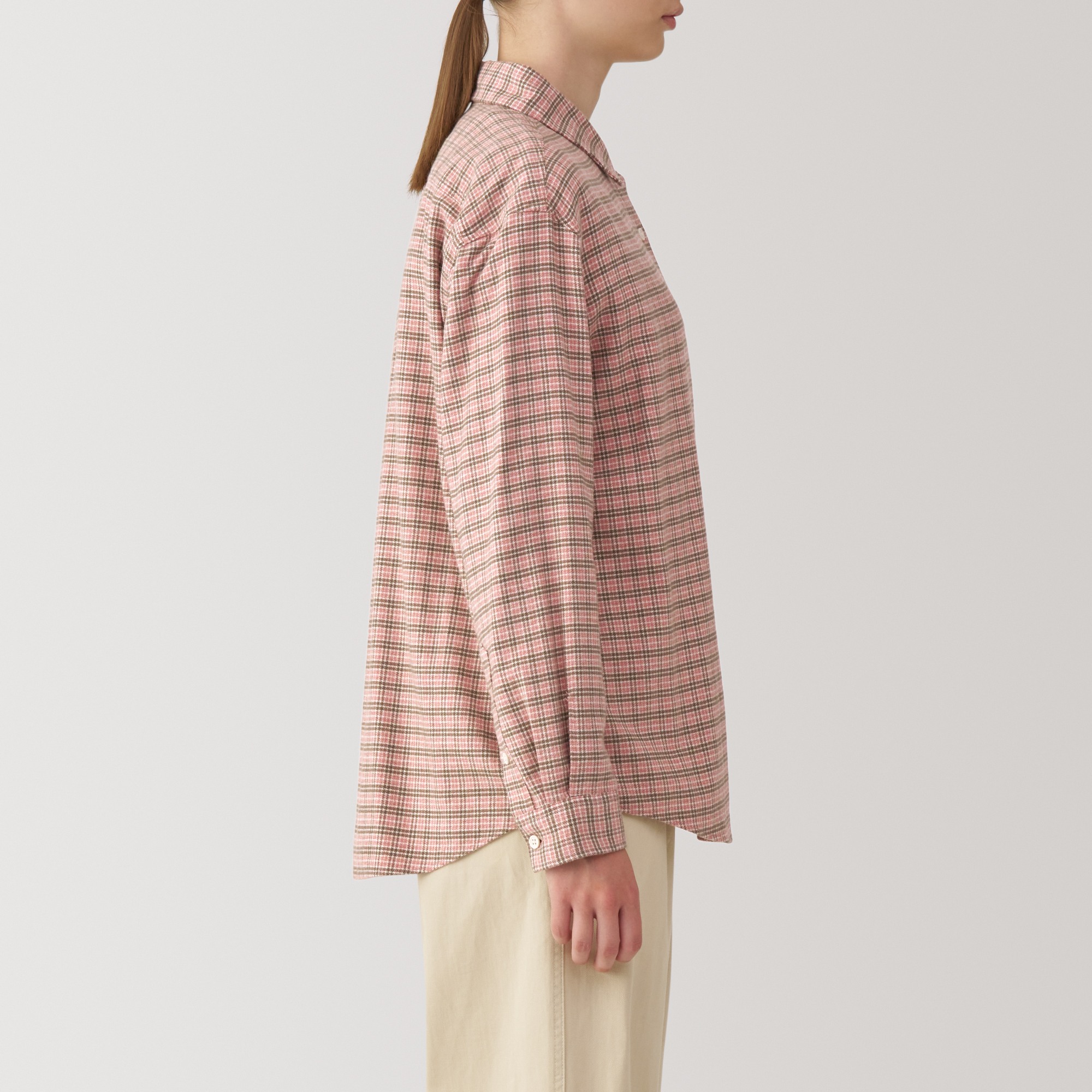 Women's Double-brushed flannel regular collar Long Sleeve shirt