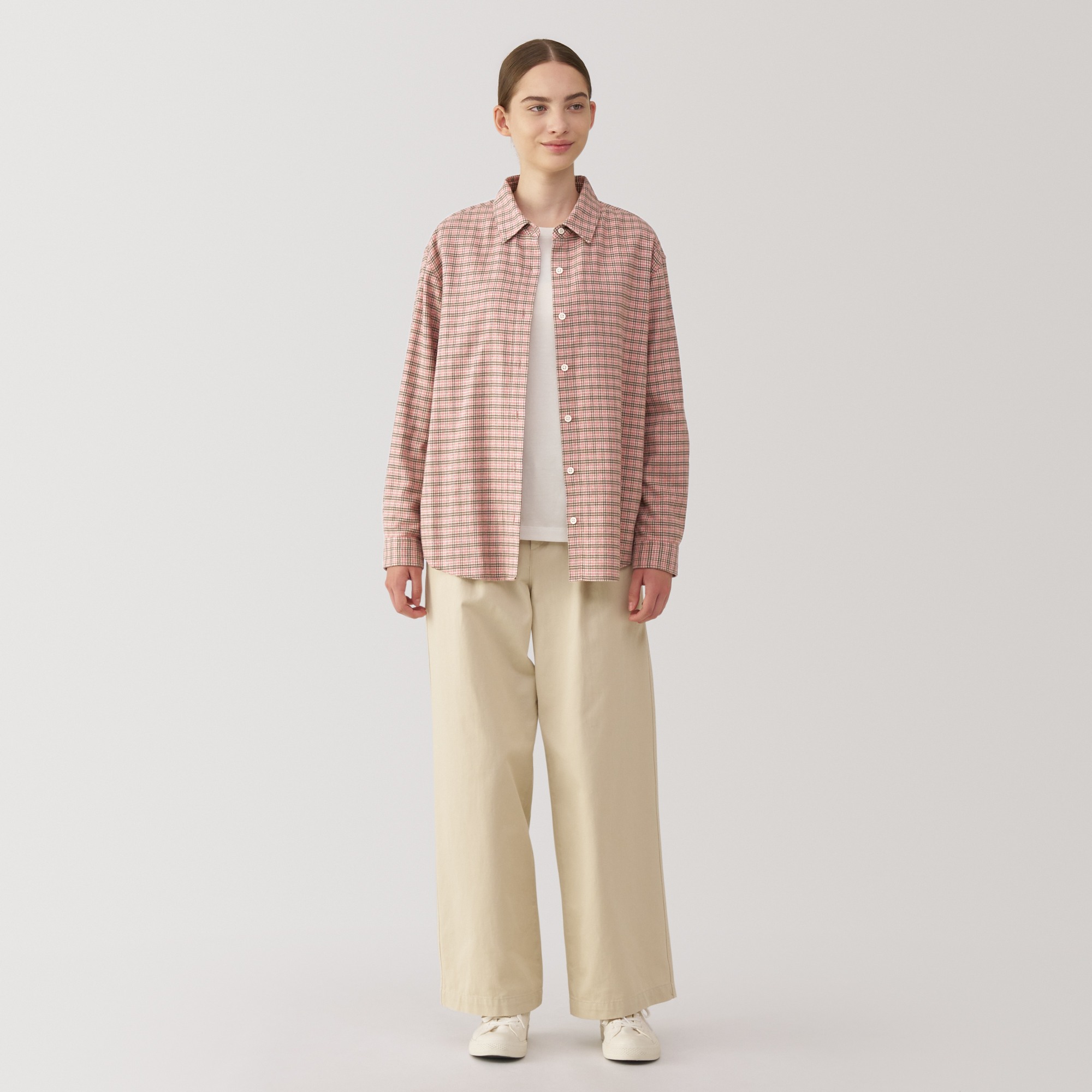 Women's Double-brushed flannel regular collar Long Sleeve shirt