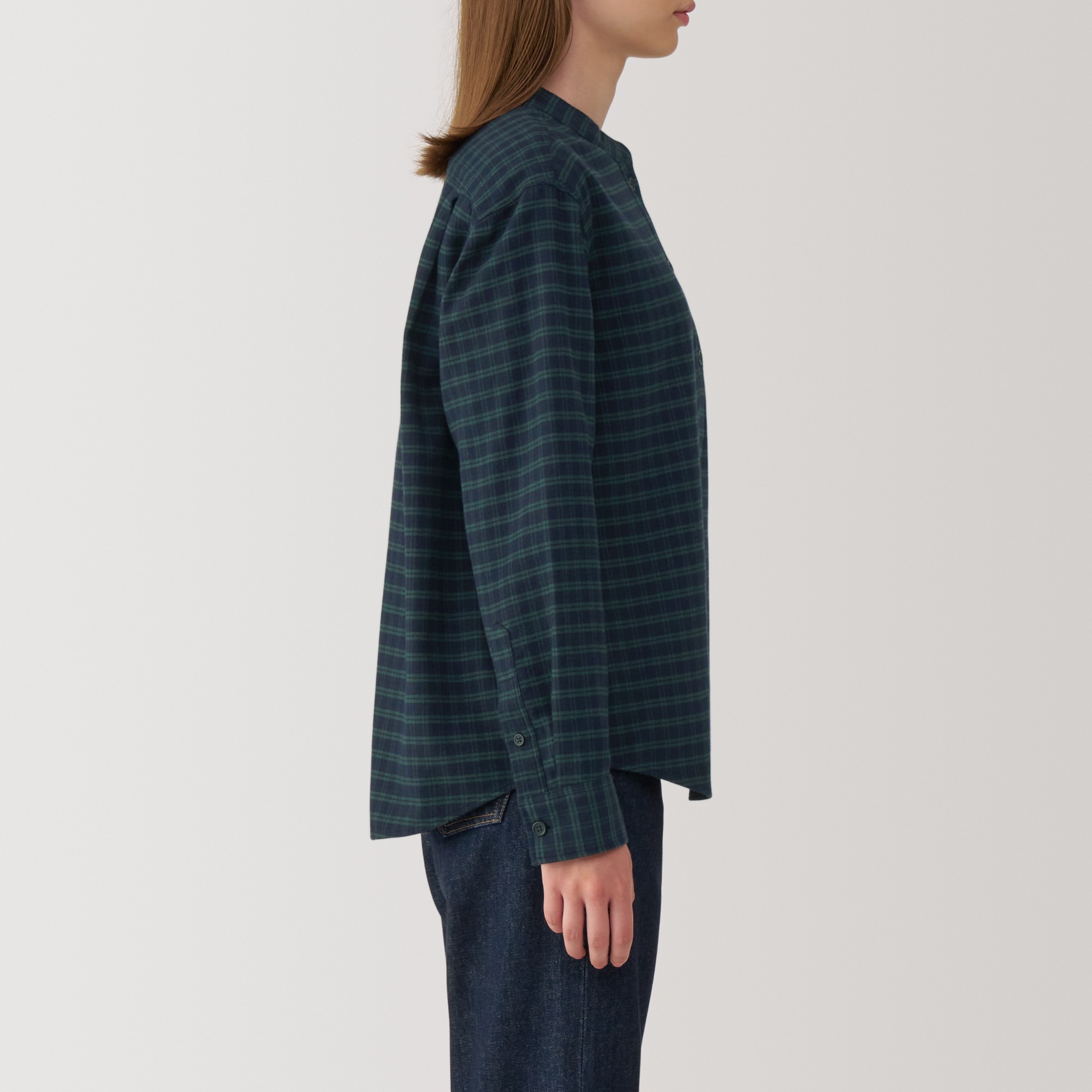 Women's Double-brushed flannel stand collar Long Sleeve blouse