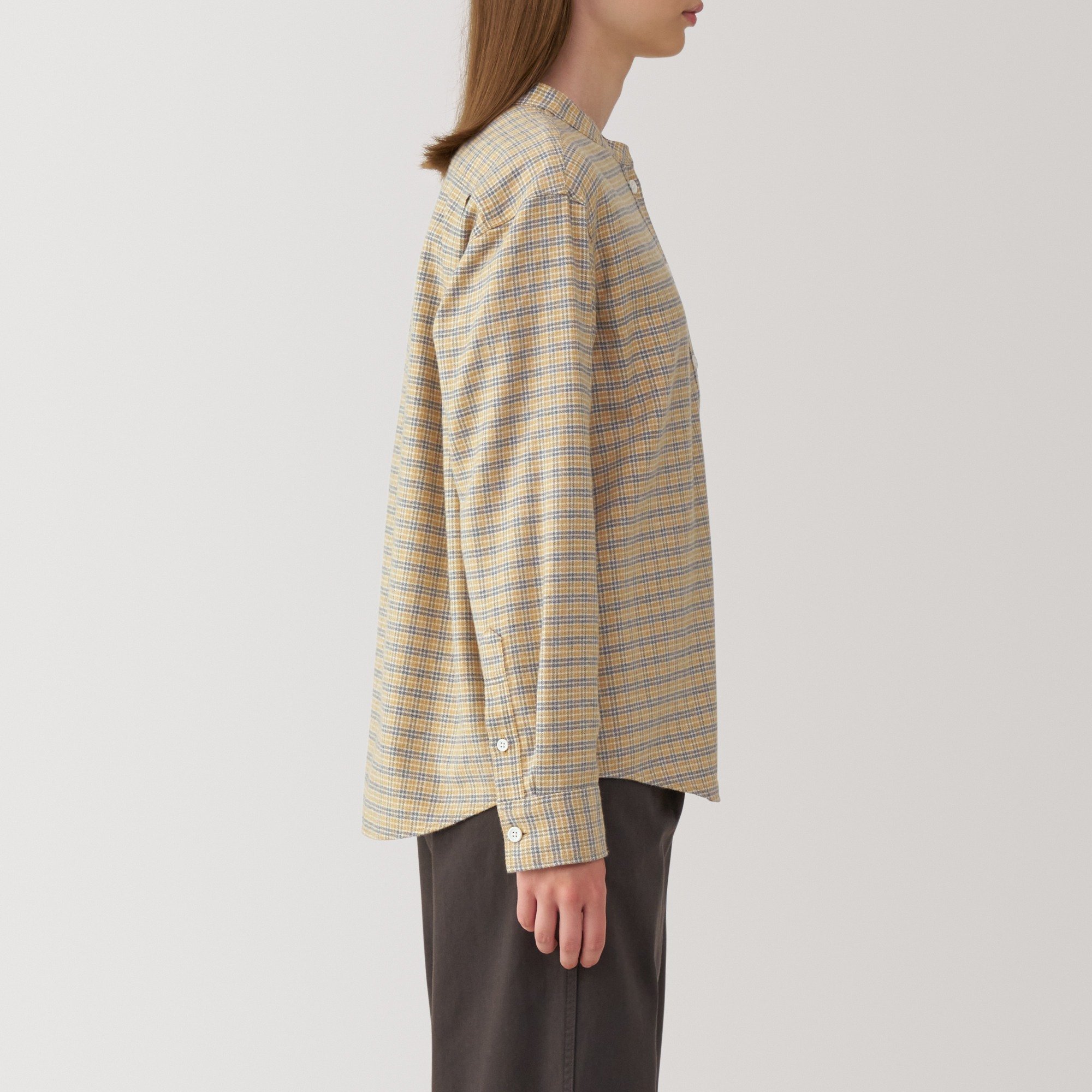 Women's Double-brushed flannel stand collar Long Sleeve blouse