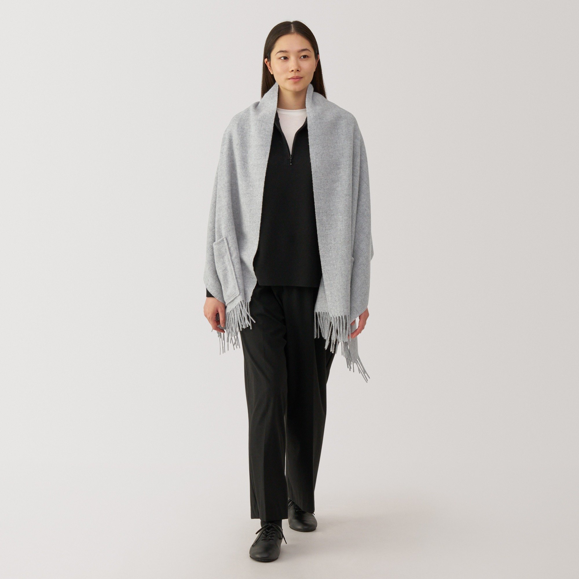 MUJI | Wool Large Stole Whith Pocket