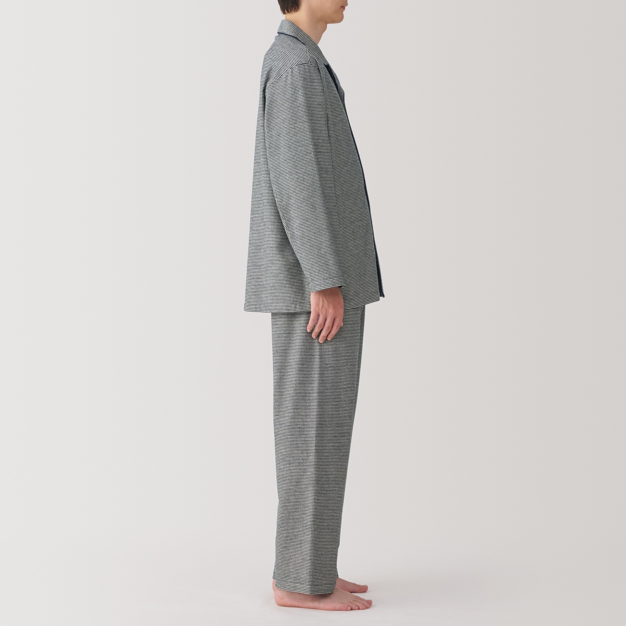 Men's Side seamless Flannel Long Sleeve pajamas