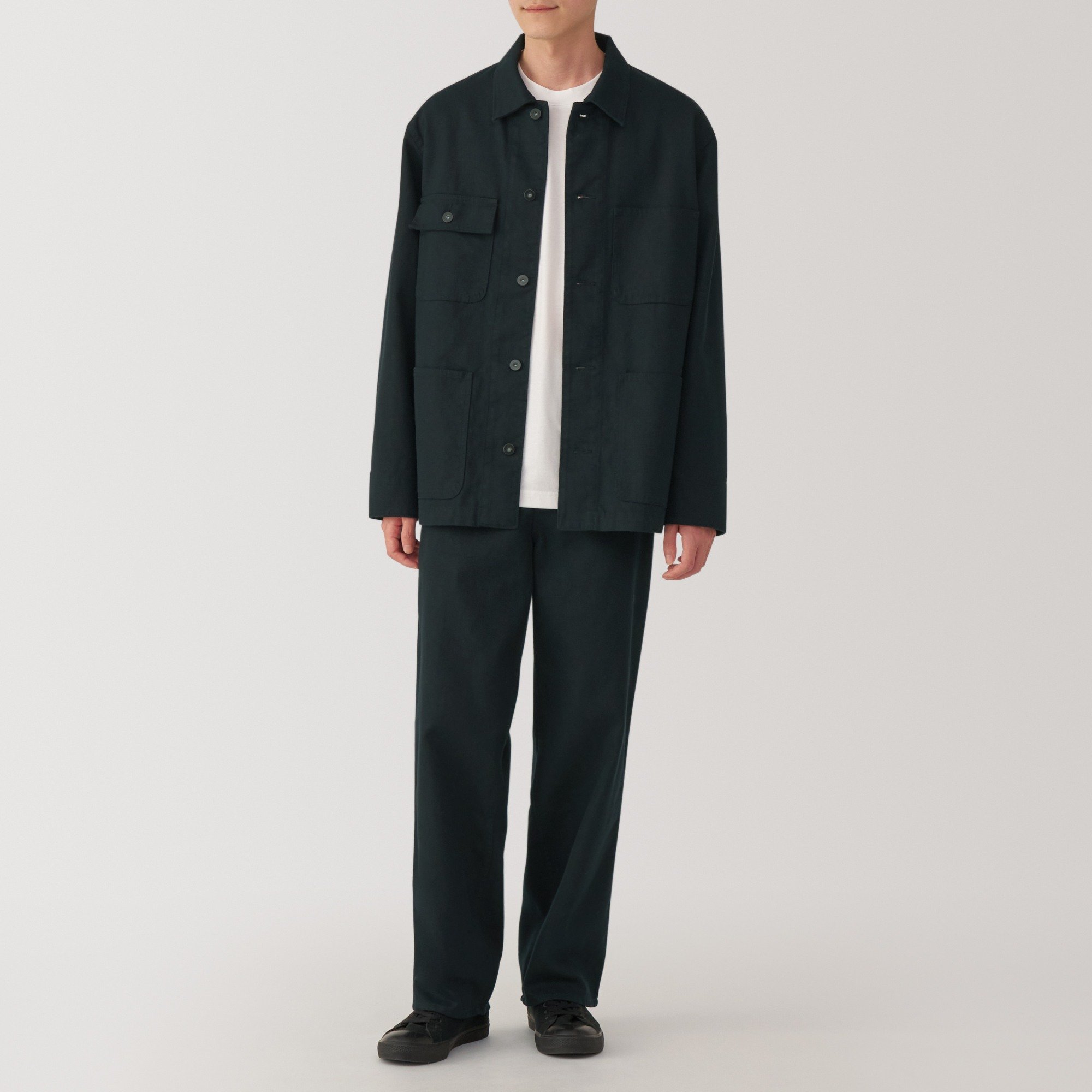 M's Kapok blend canvas wide-fit pants