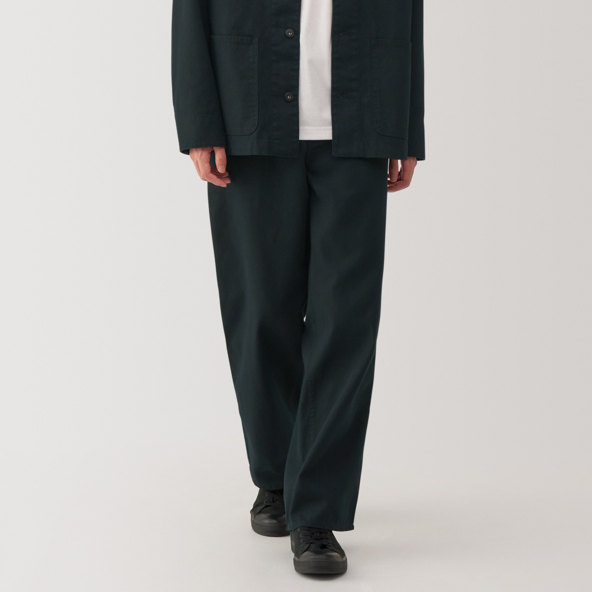 M's Kapok blend canvas wide-fit pants