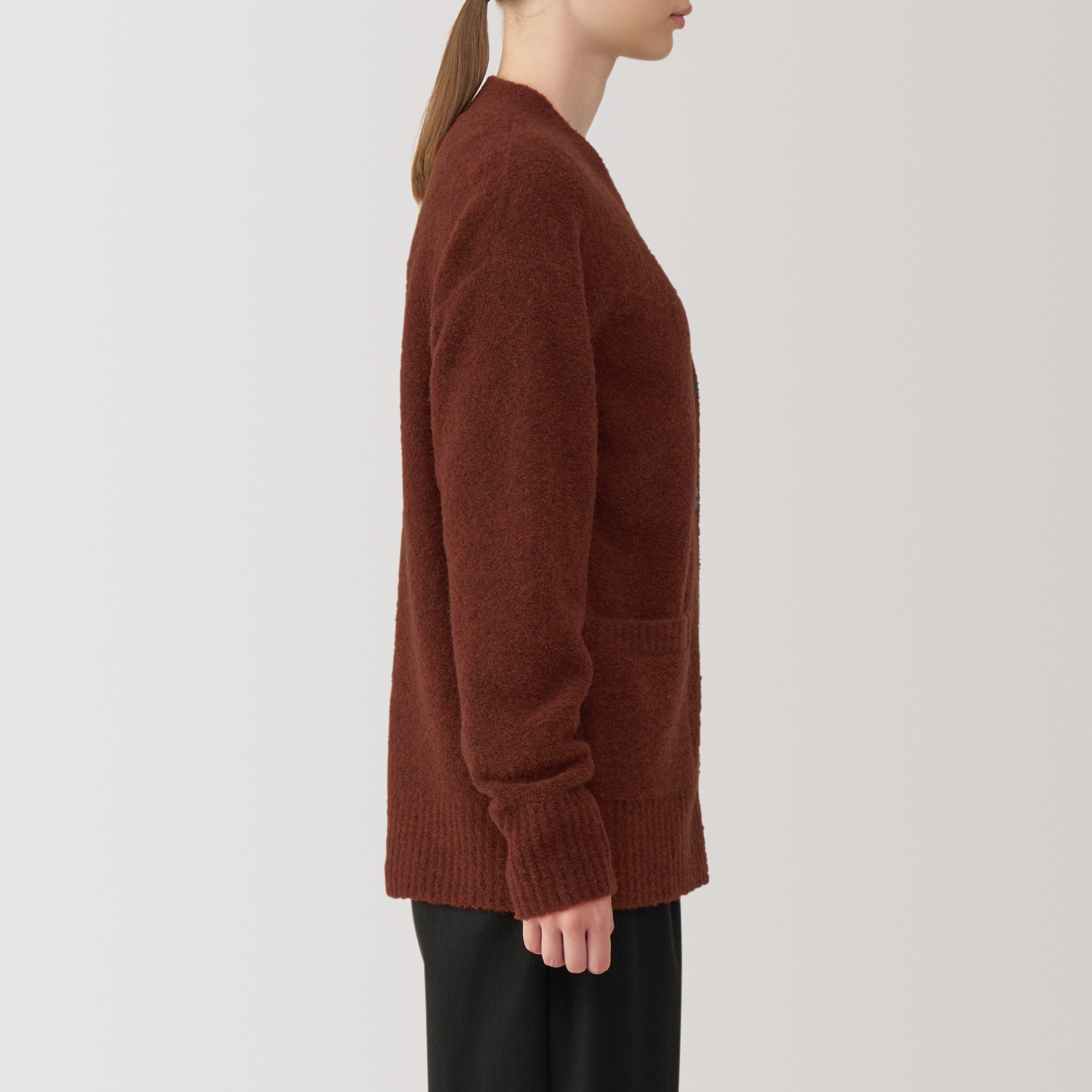 Women's Wool boucle V neck cardigan