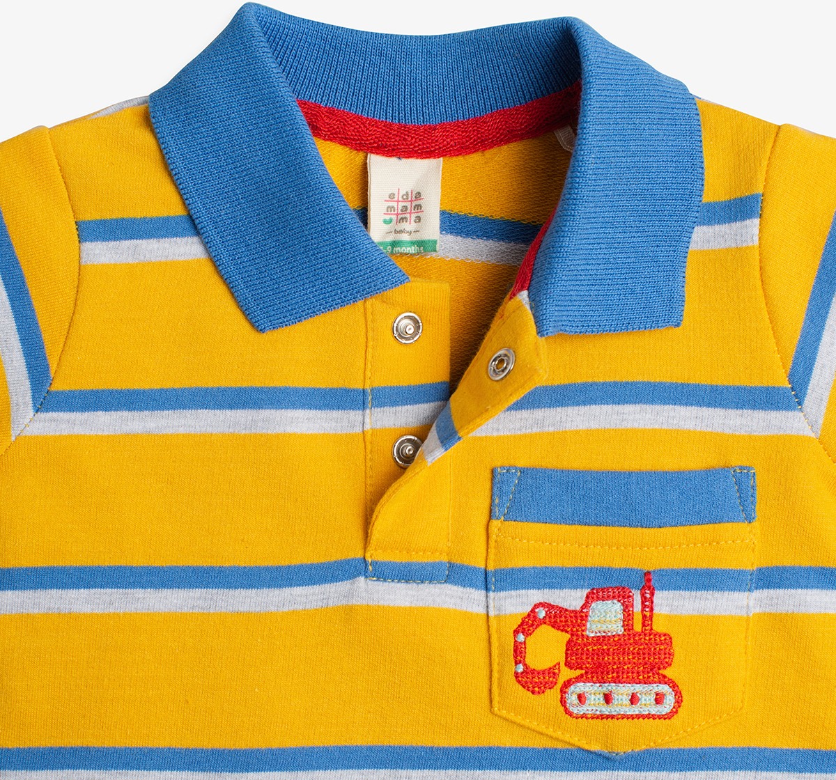 Baby Boys Stiped Polo T-Shirt With Embroidery