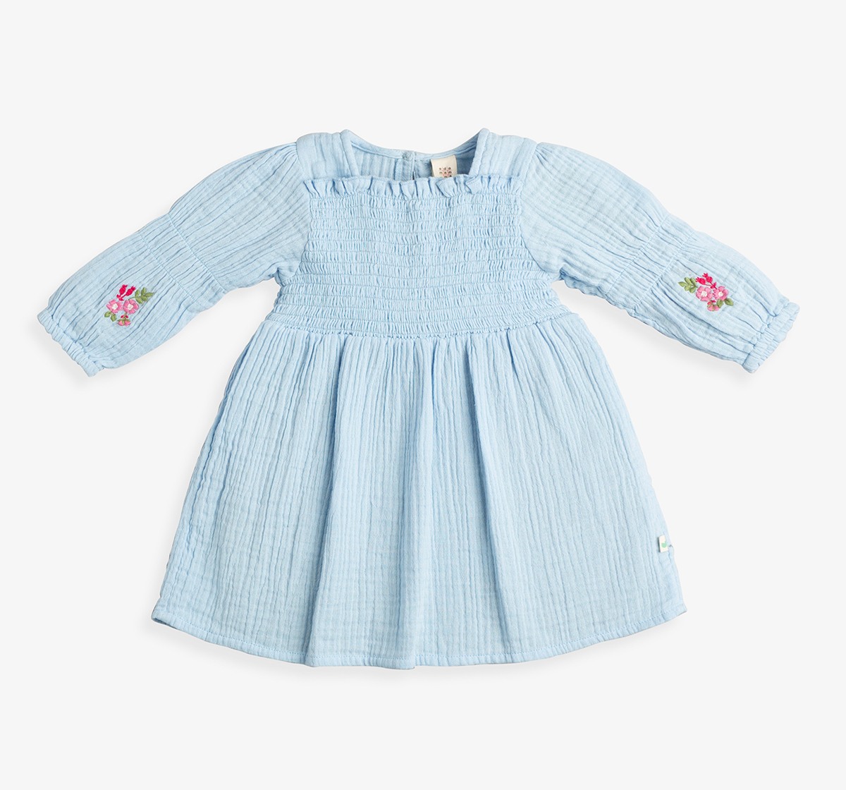Baby Girls Sleeve Embroidered Dress With Bloomer