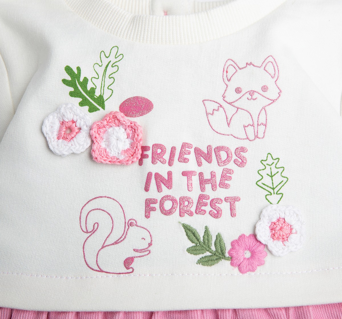 Infant Girls Printed Corduroy Dress With Bloomer