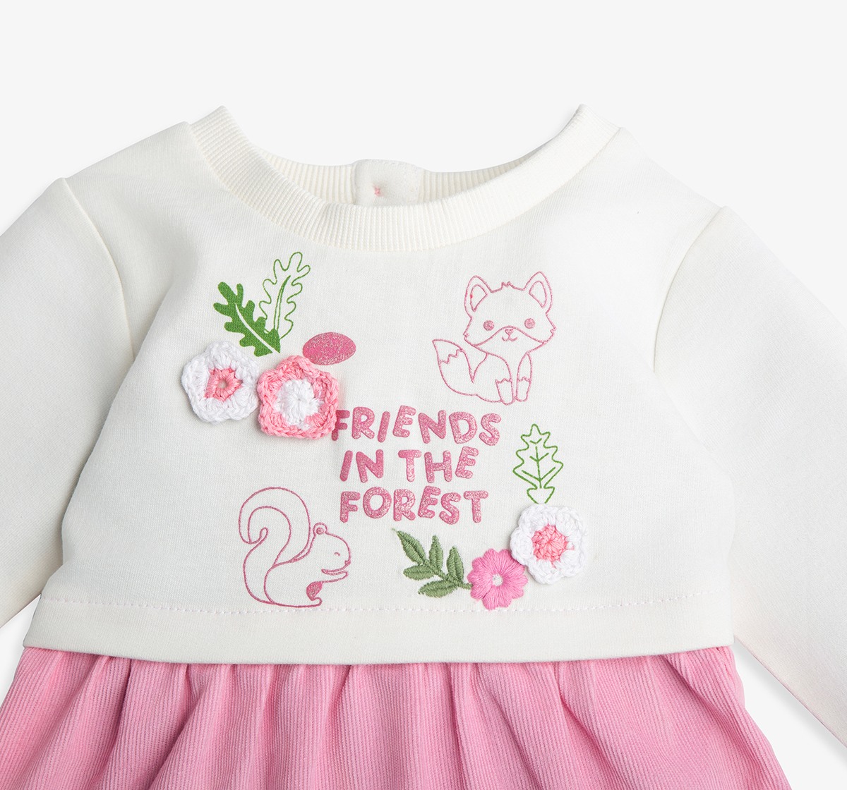 Infant Girls Printed Corduroy Dress With Bloomer