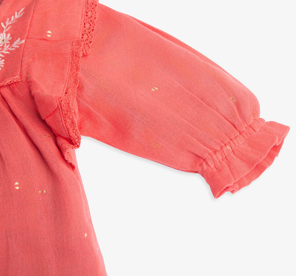 Infant Girls Floral Embroidered Dress With Bloomer