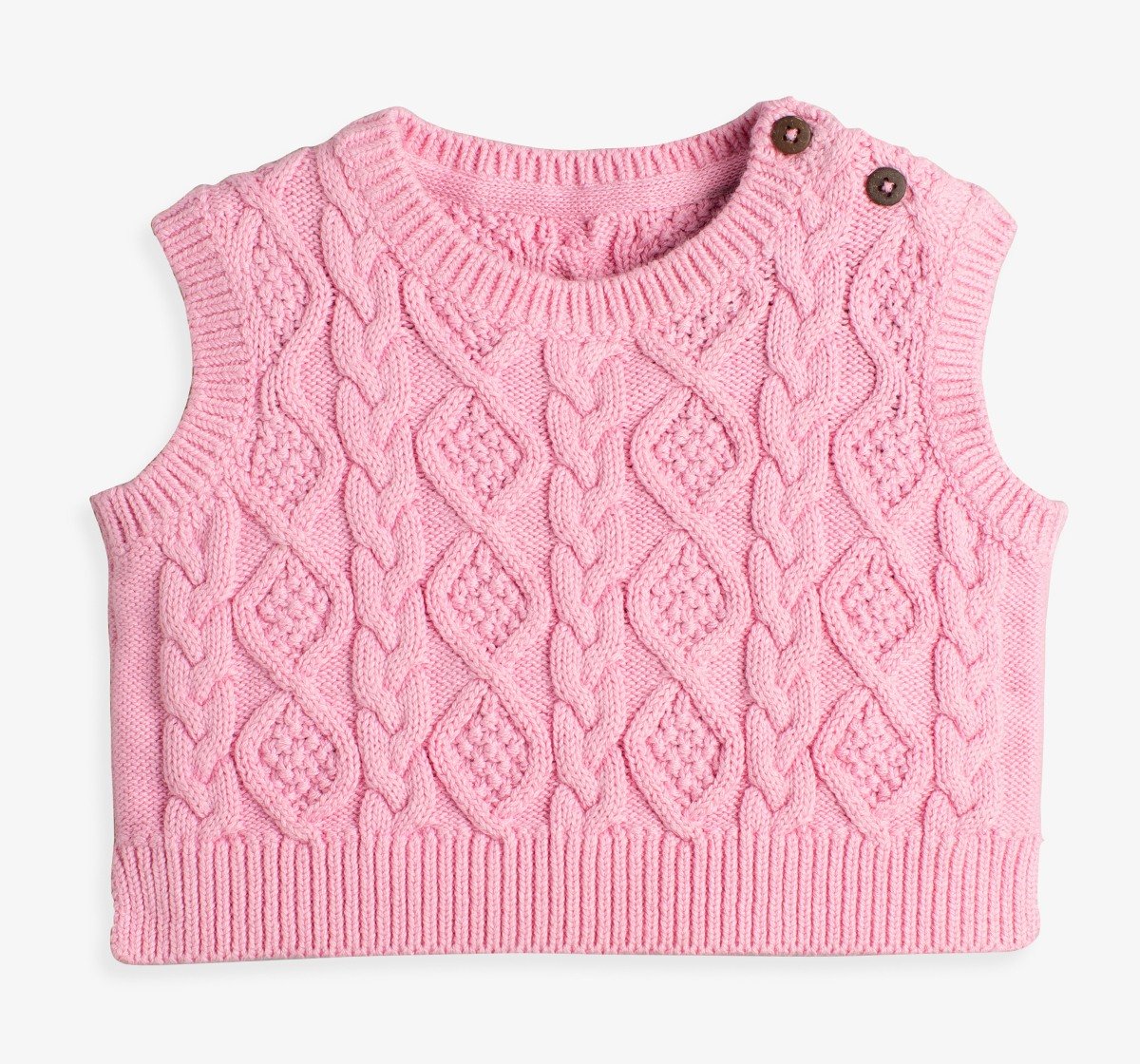 Baby Girls Floral Printed Dress With Flatknit Vest & Bloomer