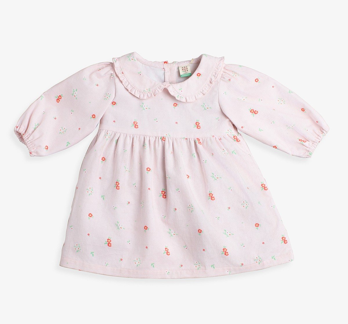 Baby Girls Floral Printed Dress With Flatknit Vest & Bloomer