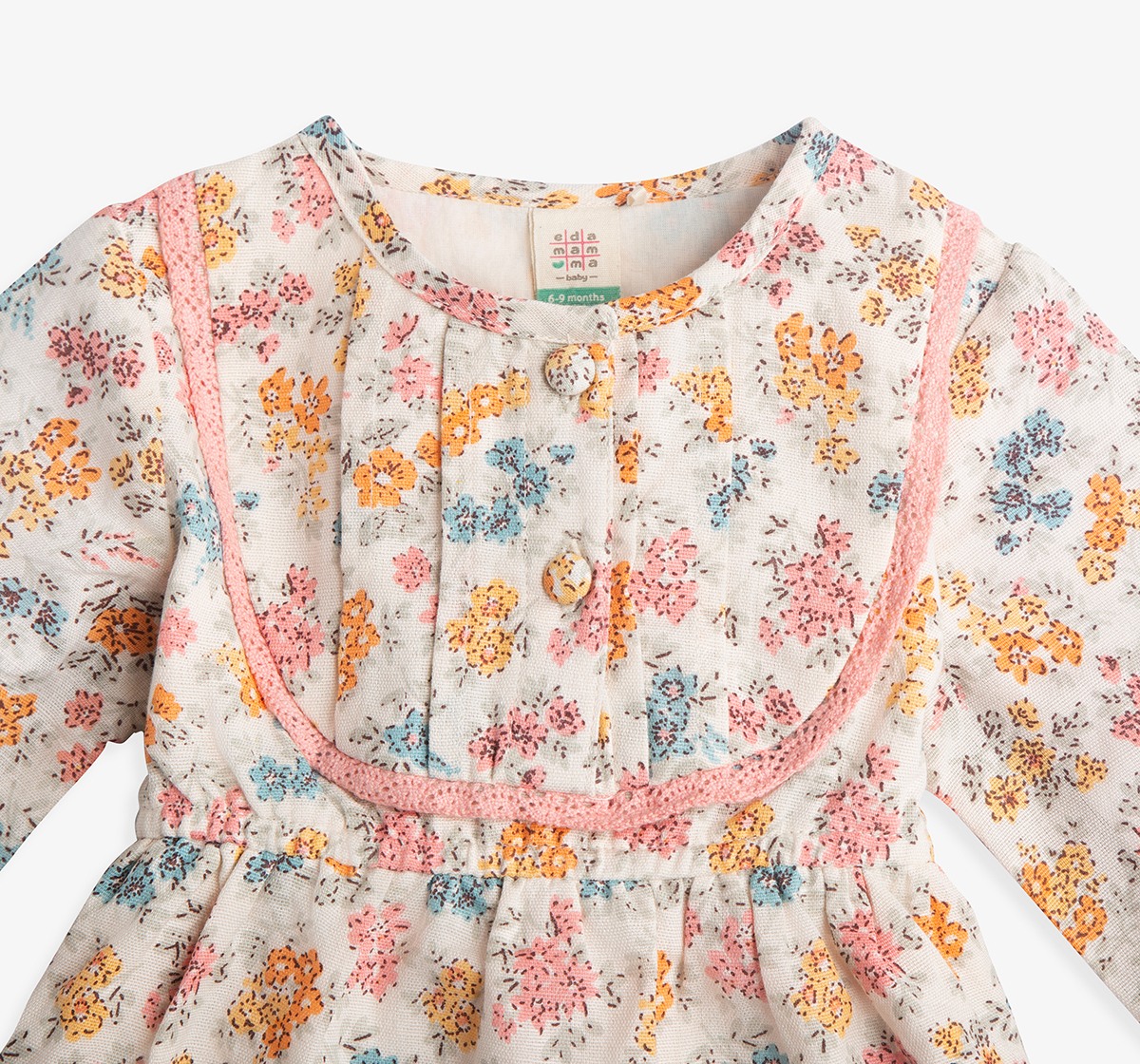 Infant Girls Floral Printed Dress With Bloomer