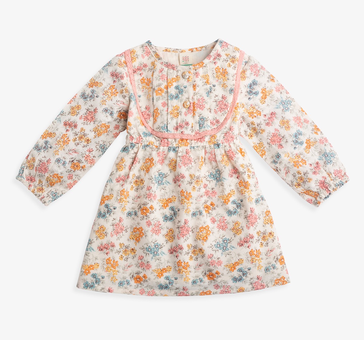 Infant Girls Floral Printed Dress With Bloomer