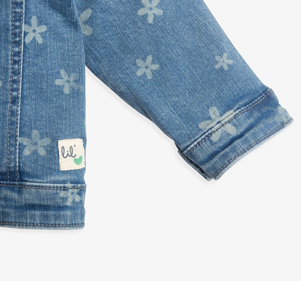 Infant Girls Floral Printed Denim Jacket