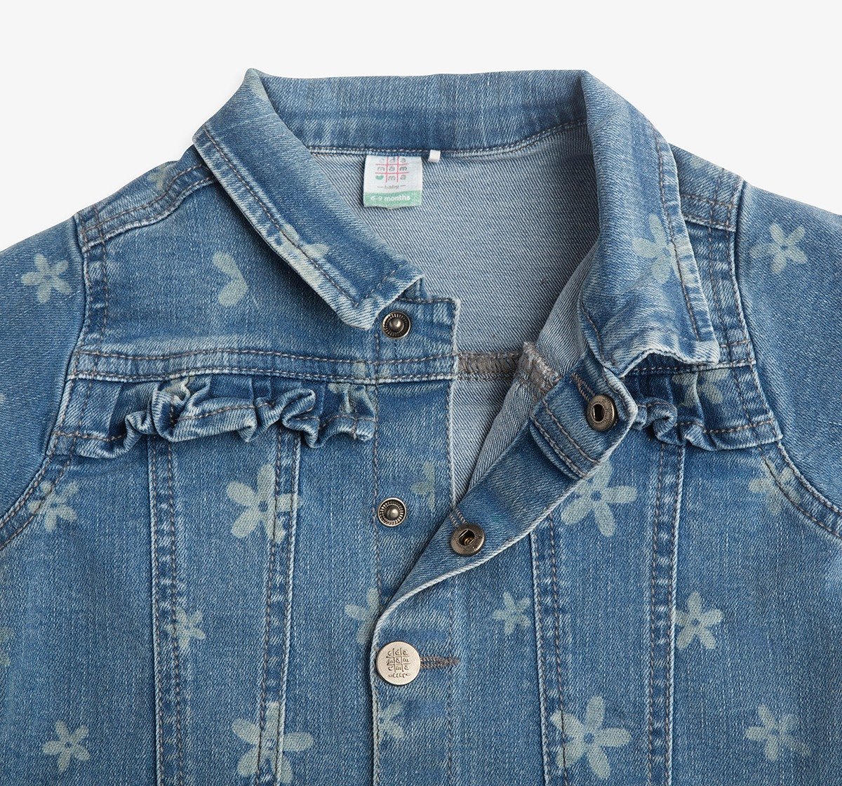 Infant Girls Floral Printed Denim Jacket