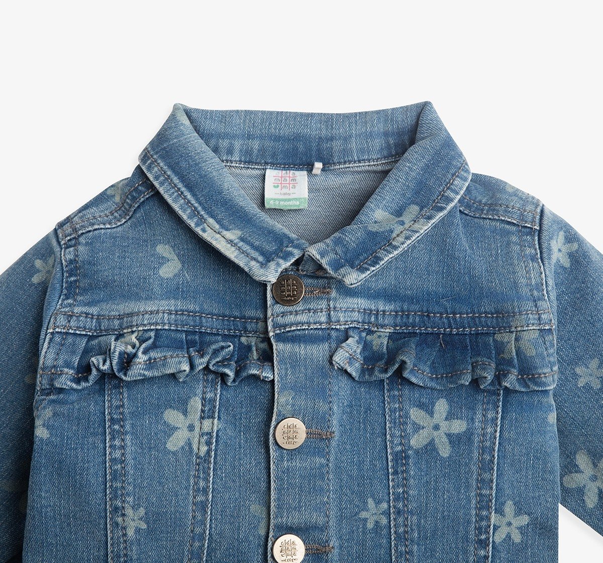 Infant Girls Floral Printed Denim Jacket
