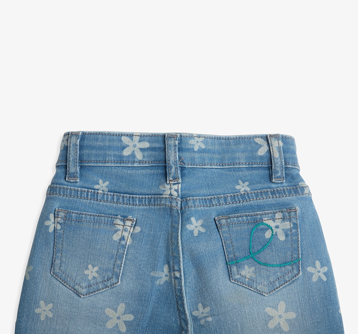 Infant Girls Floral Printed Denim