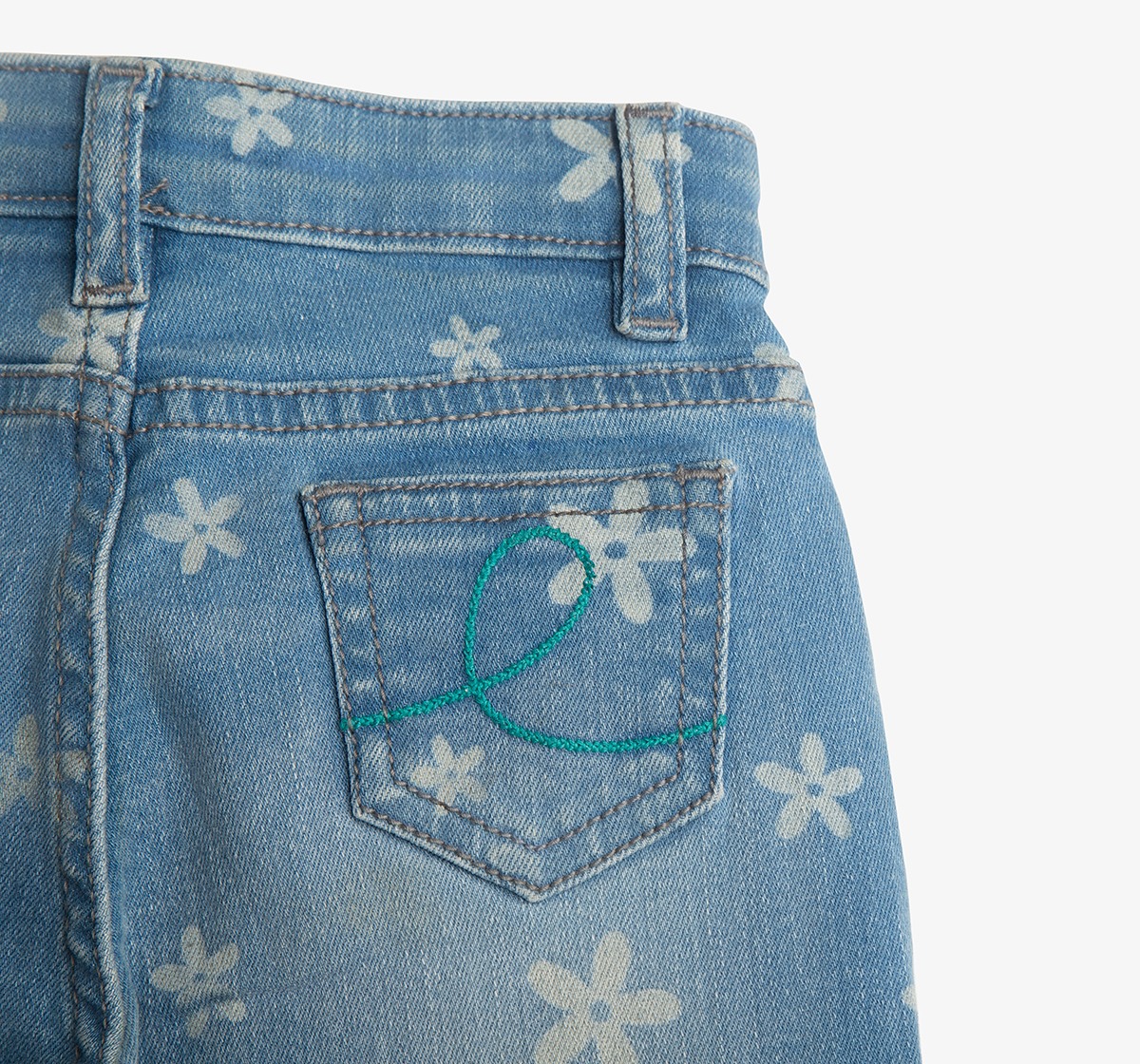Infant Girls Floral Printed Denim