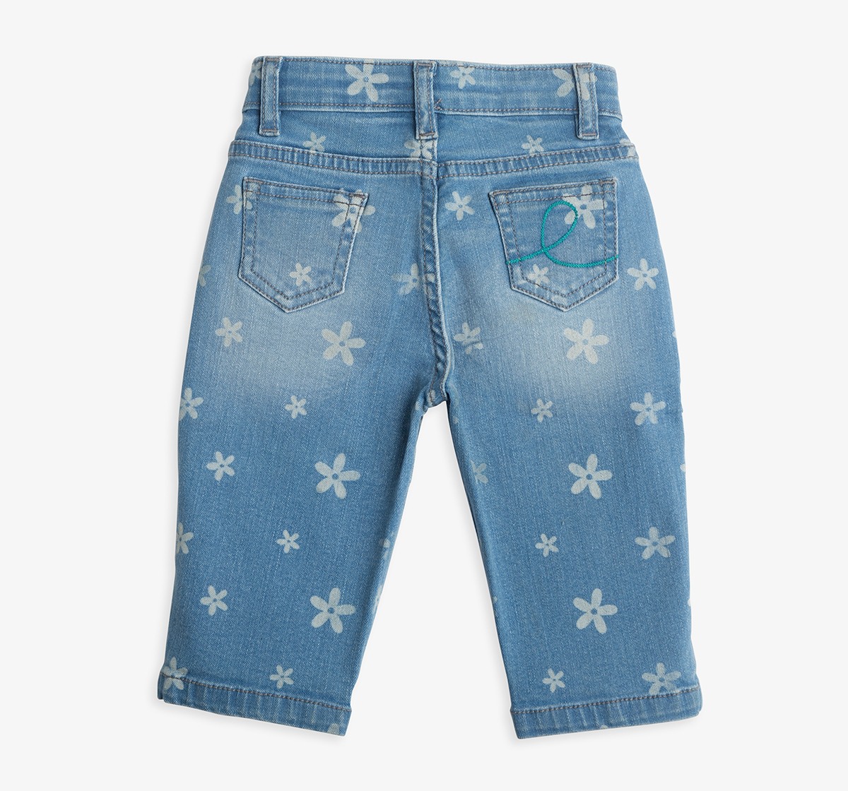 Infant Girls Floral Printed Denim