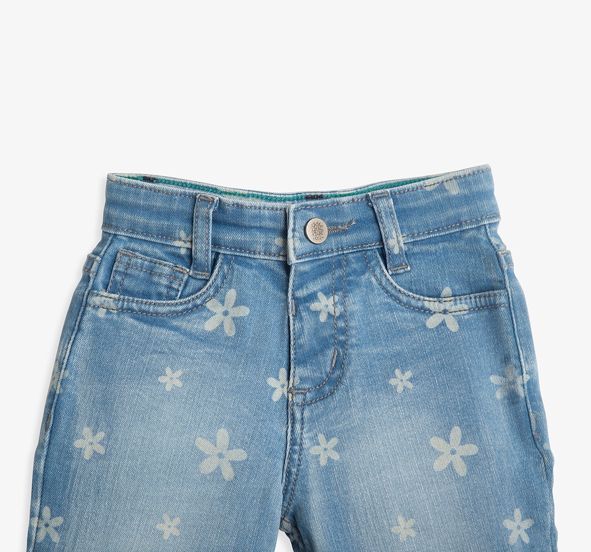 Infant Girls Floral Printed Denim