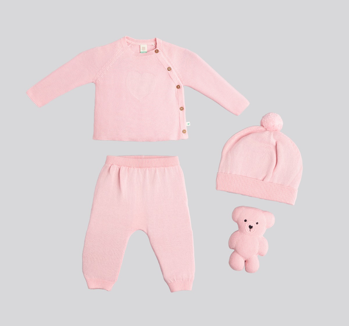 Baby Girls Flatknit 4 Piece Clothing Gift Set