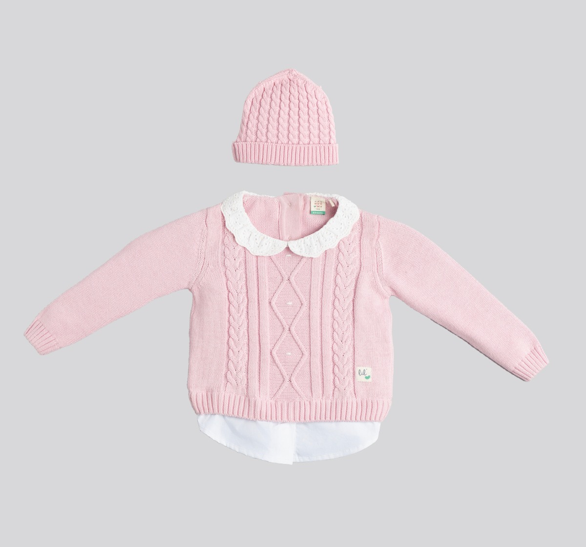 Baby Girls Mock Layer Sweater With Beanie