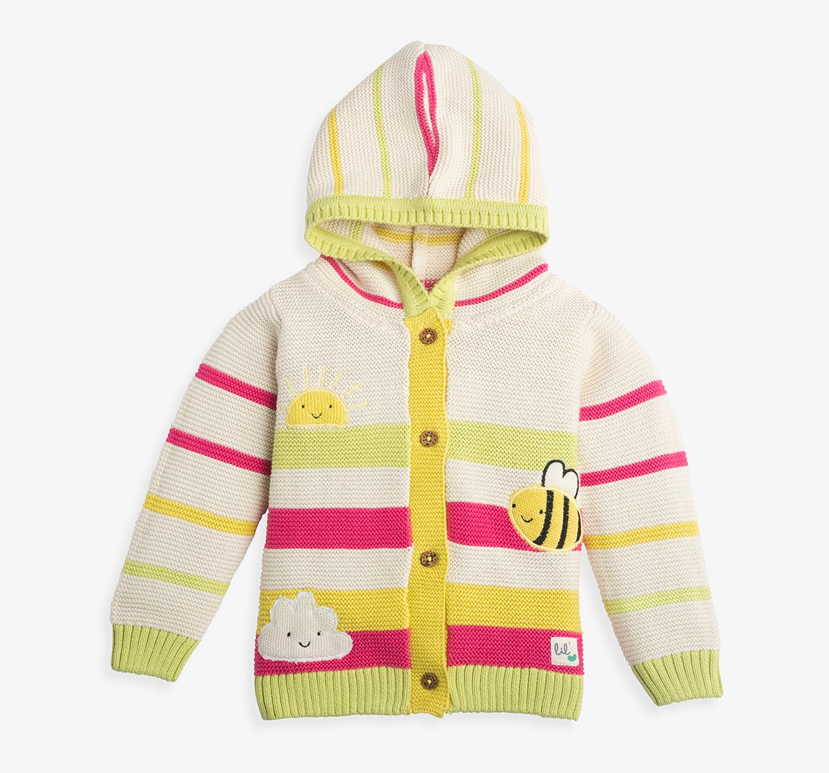 Infant Girls Striped Sweater With Hoodie