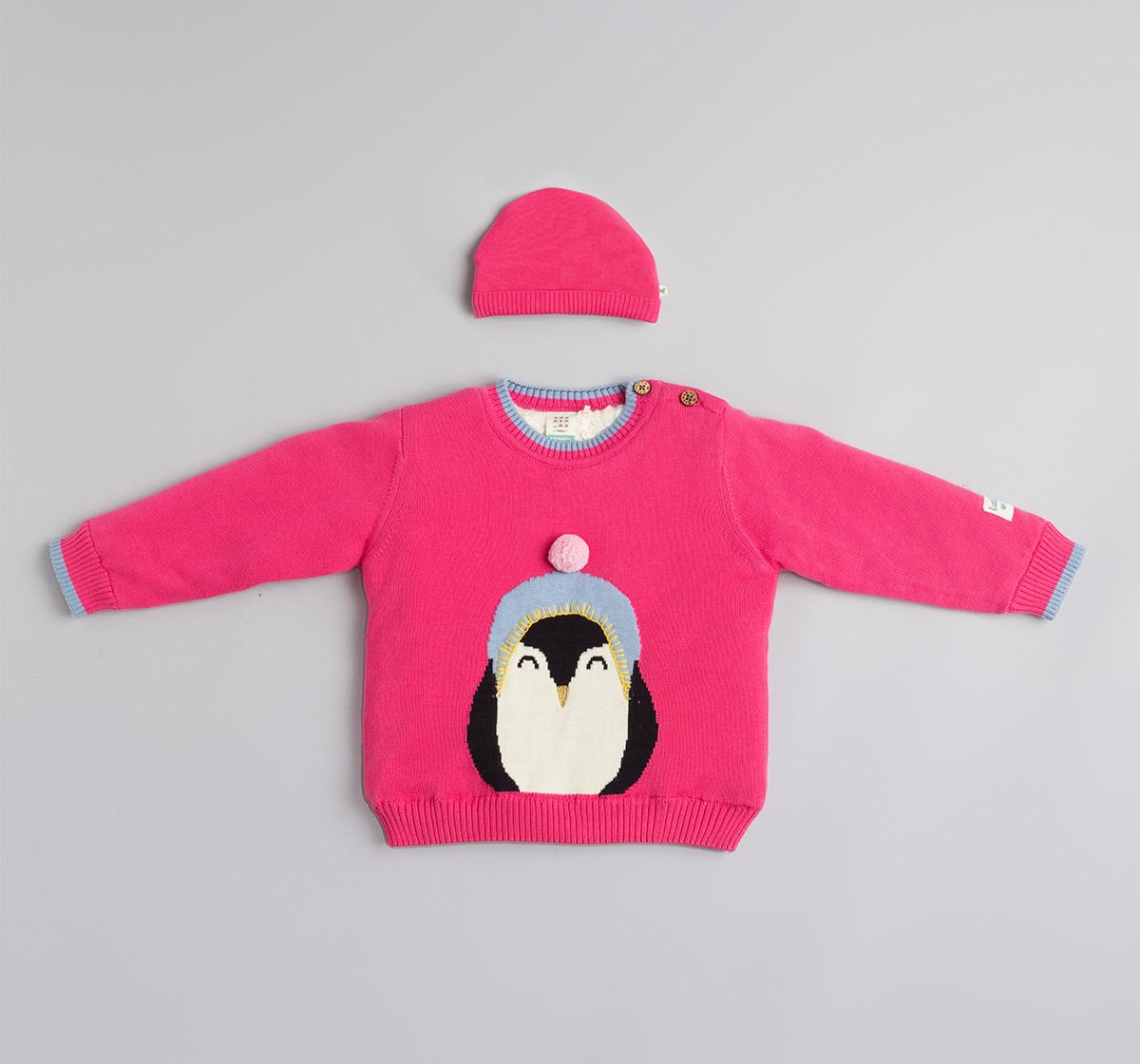 Baby Girls Character Sweater With Beanie
