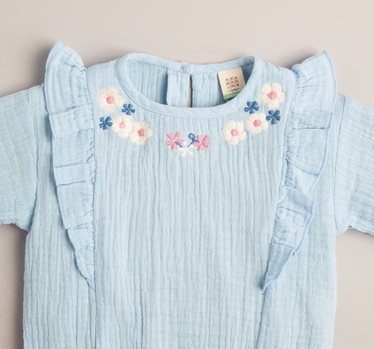 Baby Girls Double Cloth Embroidered Top