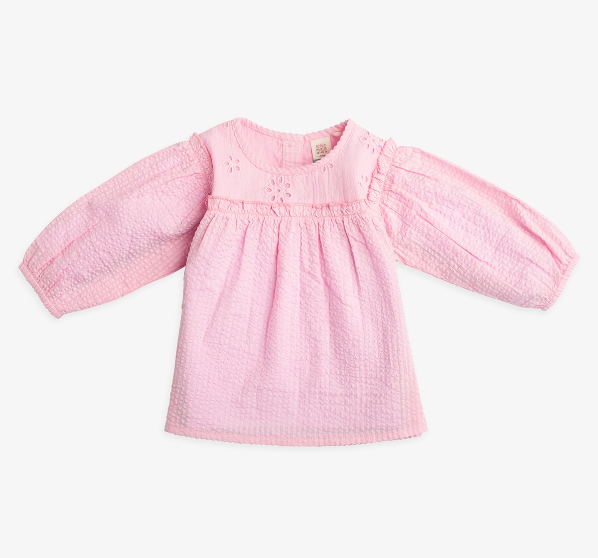 Infant Girls Crinkled Schiffli Top