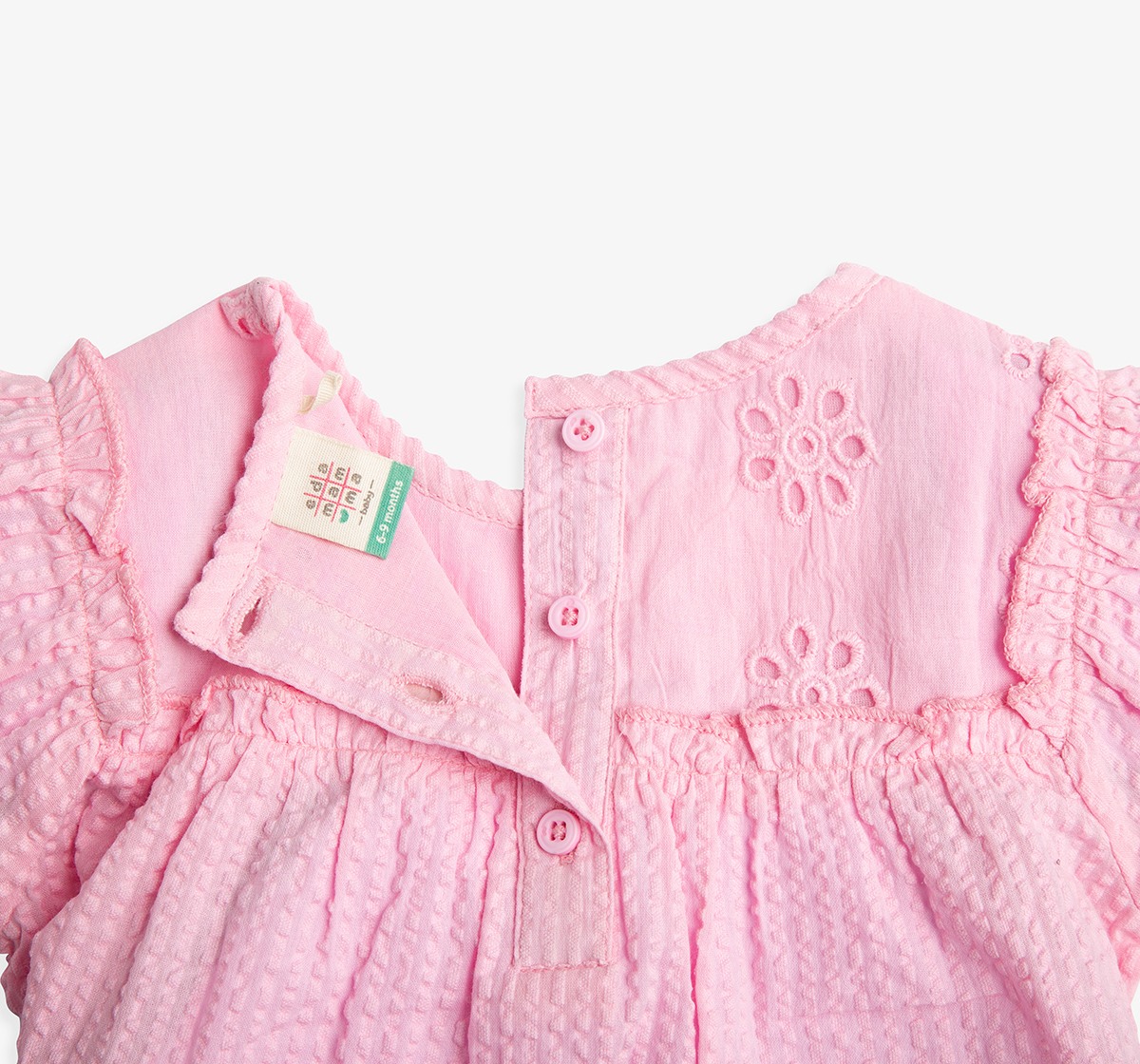 Infant Girls Crinkled Schiffli Top
