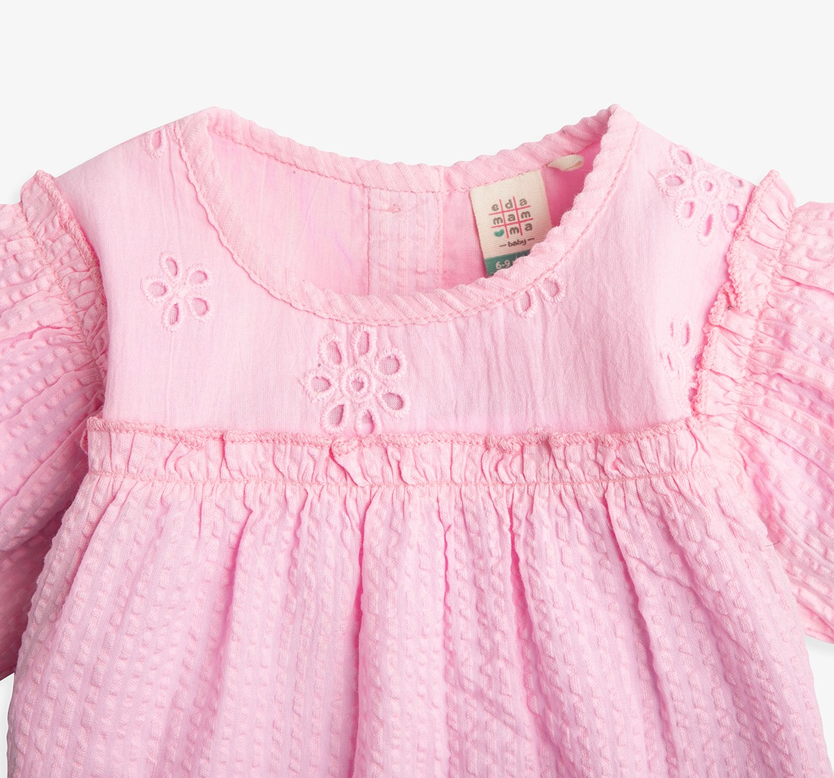 Infant Girls Crinkled Schiffli Top