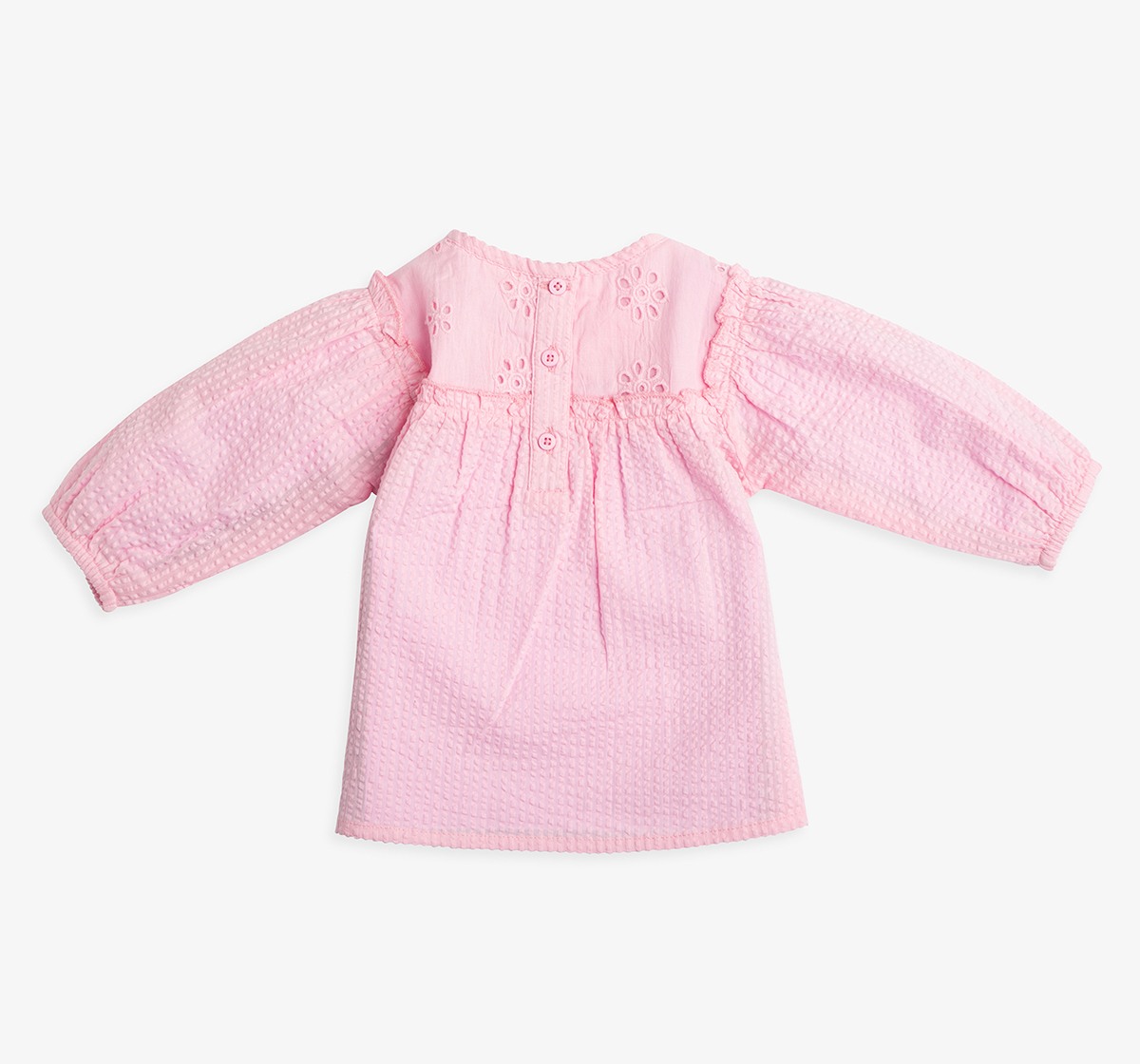 Infant Girls Crinkled Schiffli Top