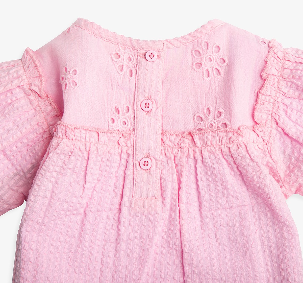 Infant Girls Crinkled Schiffli Top