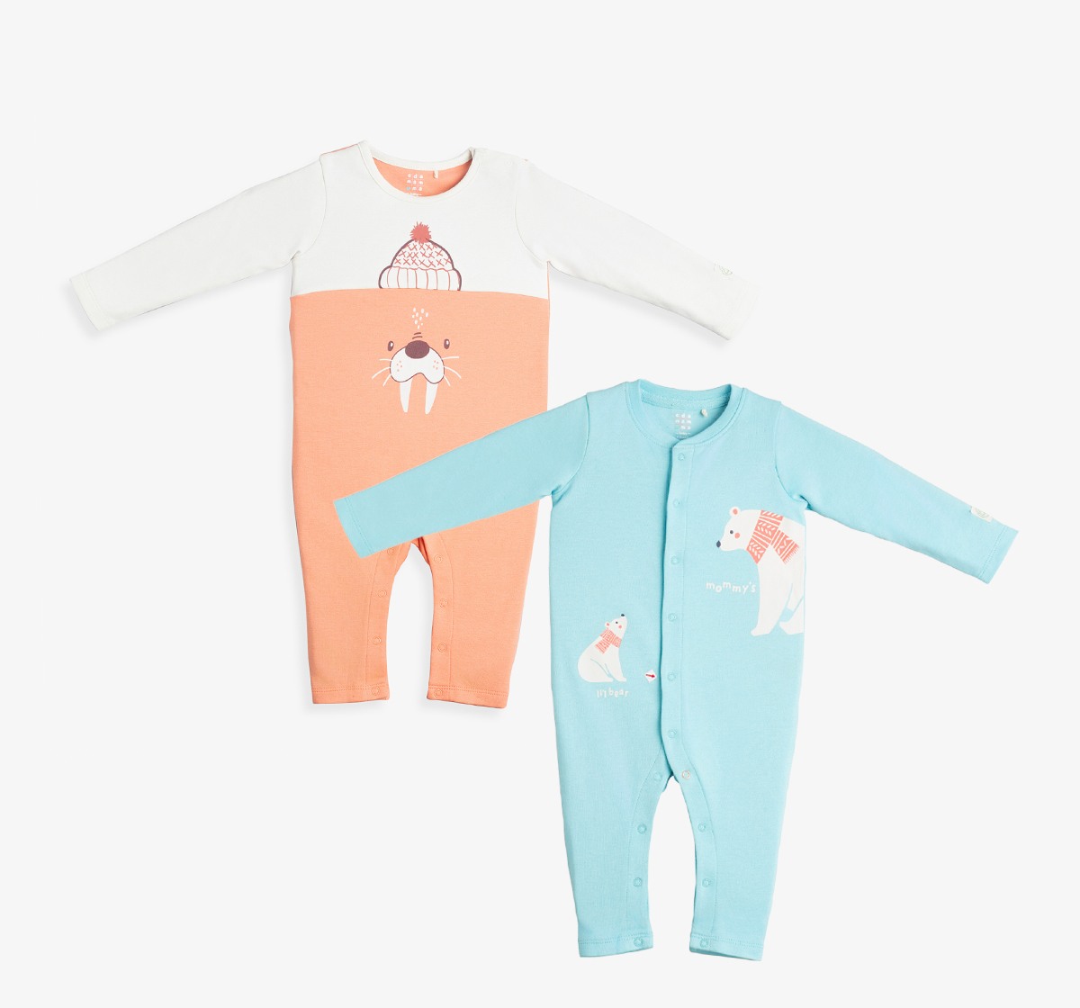 Baby Unisex Printed Rompers (Pack Of 2)