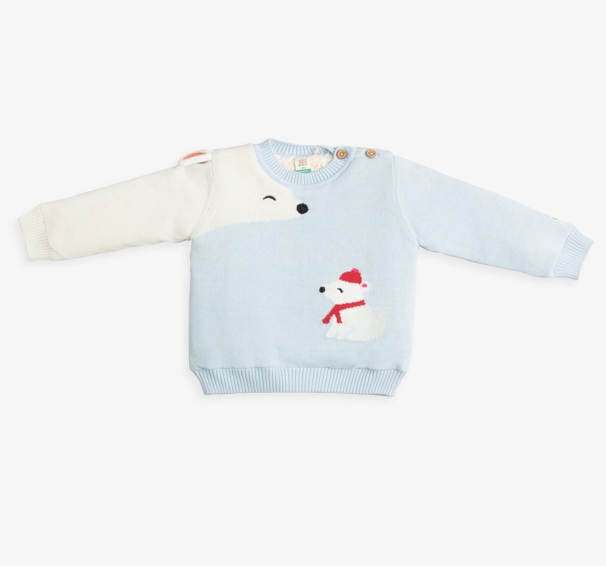 Baby Unisex Sweater With Intarsia & Beanie