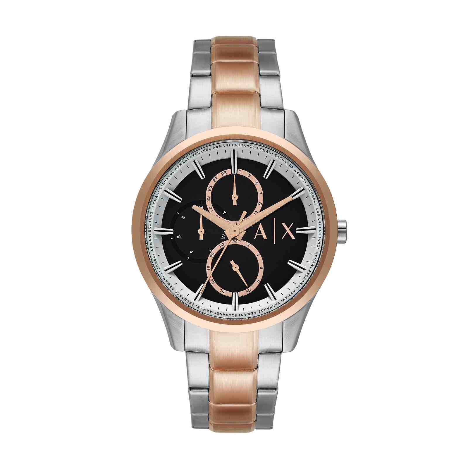 Men Quartz Black Dial Chronograph Stainless Steel Watch AX1882