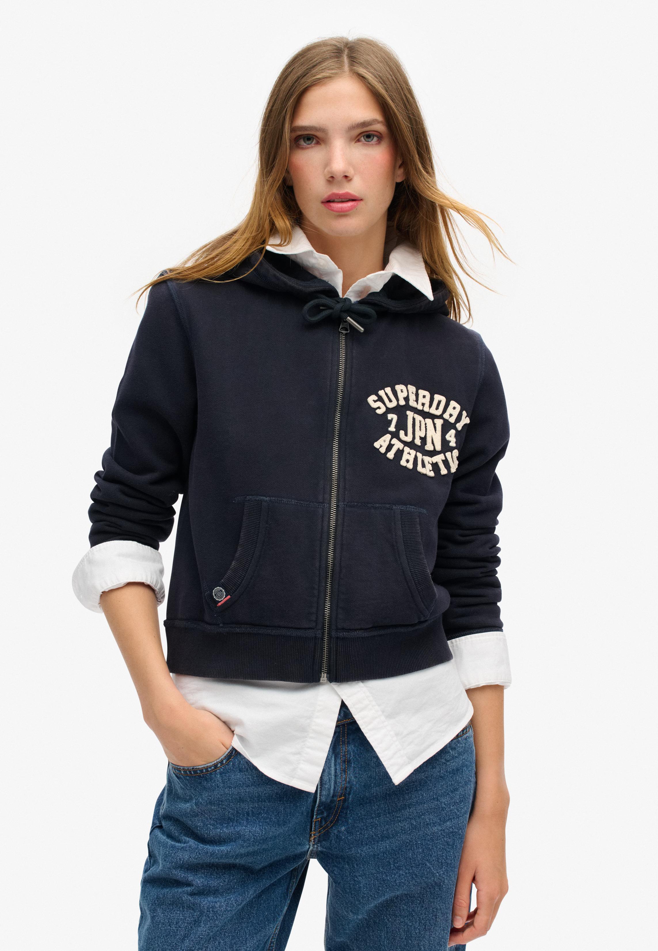 ATHLETIC RELAXED CROP ZIPHOOD