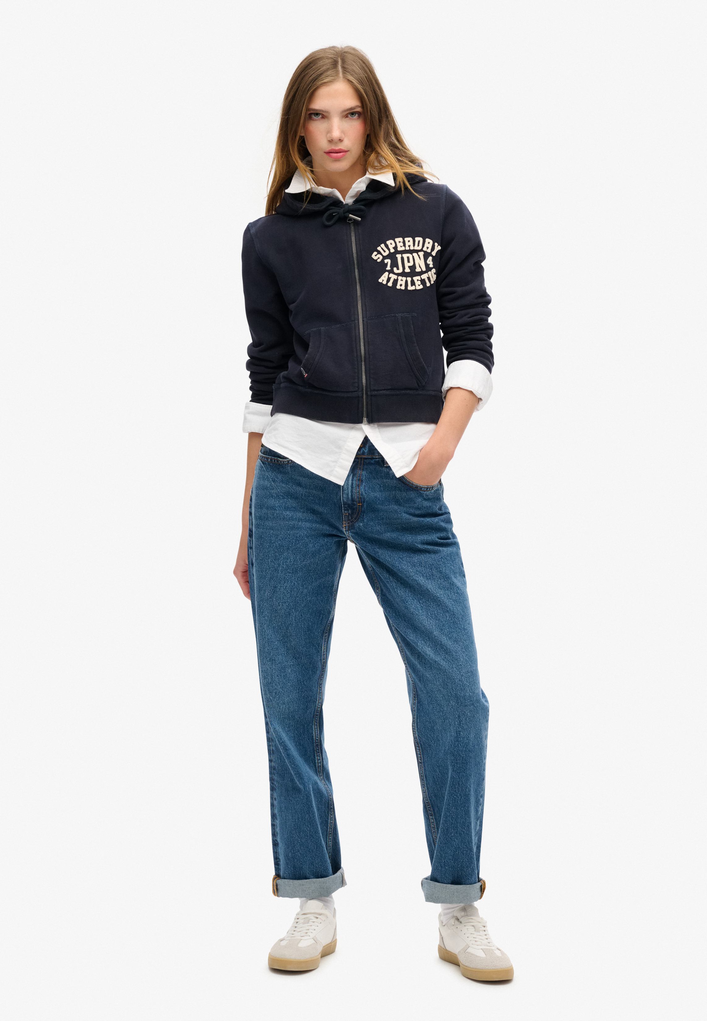 ATHLETIC RELAXED CROP ZIPHOOD