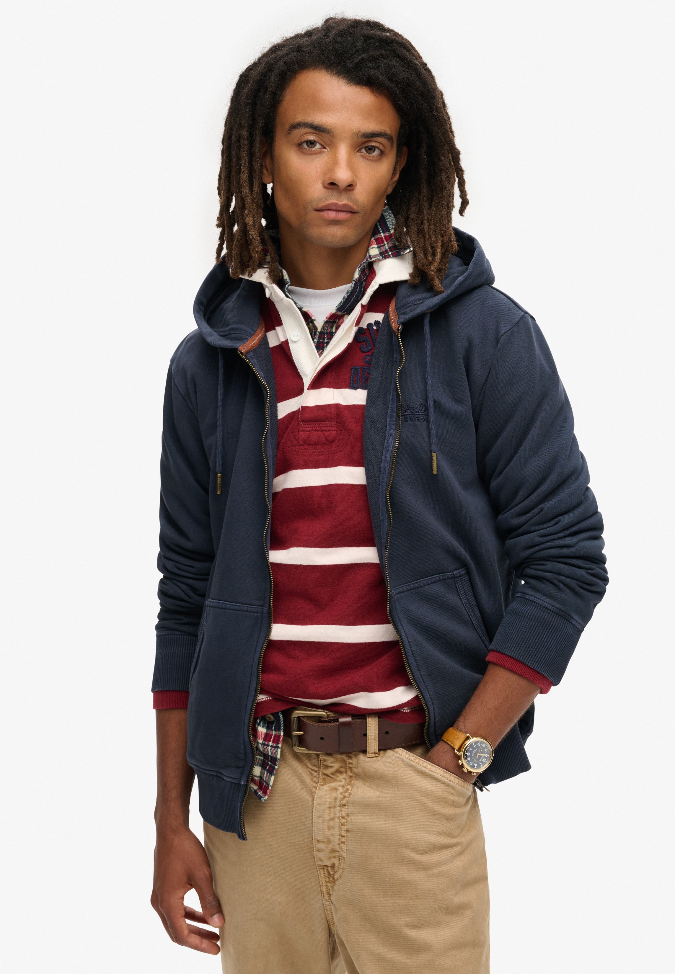 ESSENTIAL LOGO WASHED ZIPHOOD