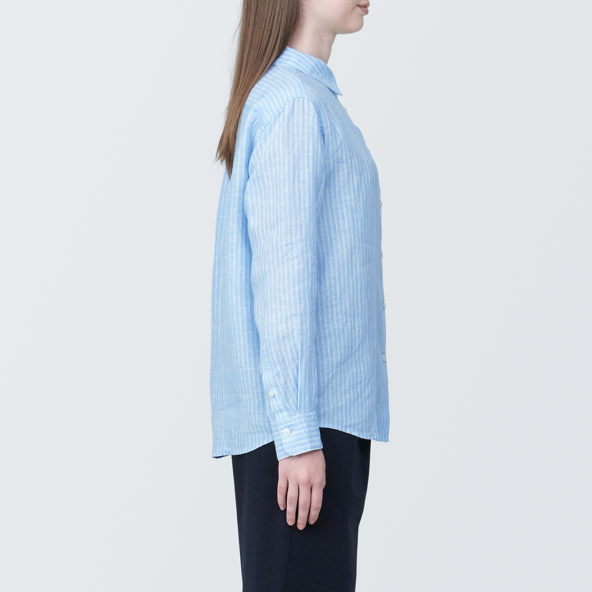 Washed linen Regular collar L/S shirt