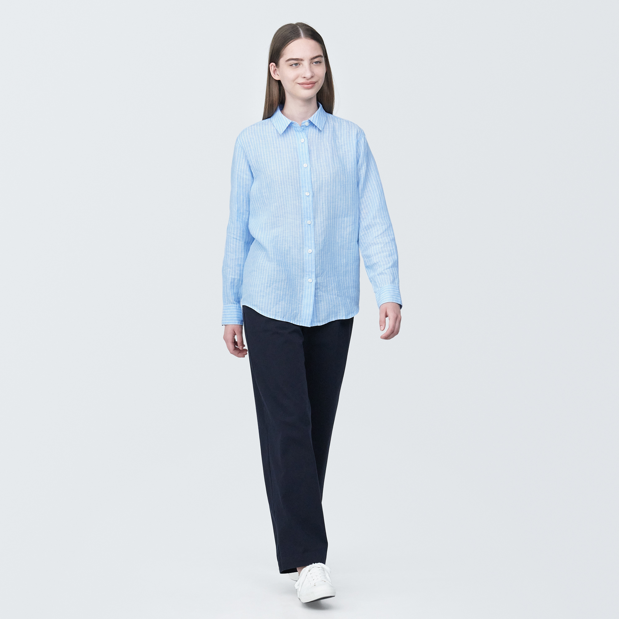 Washed linen Regular collar L/S shirt