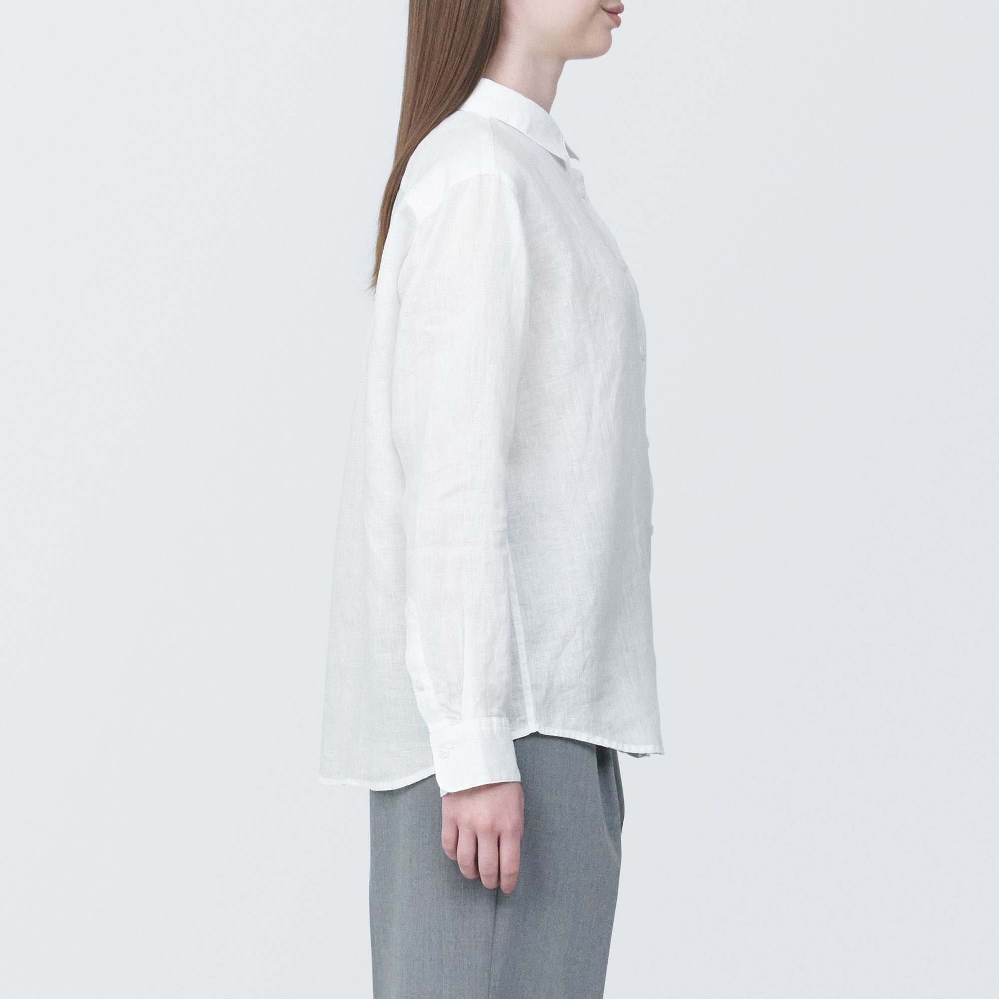 Washed linen Regular collar L/S shirt